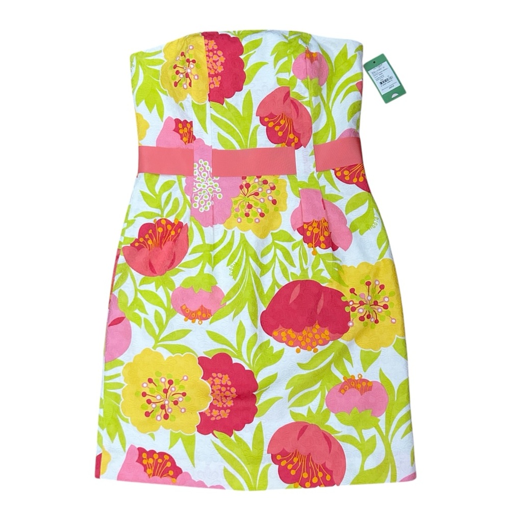 NEW Lilly Pulitzer Vanessa Bright Floral Cotton Jacquard Strapless Dress 12